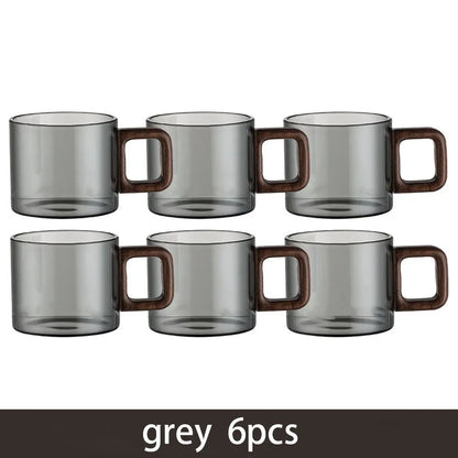 Glass Tea Cup With Walnut Handle