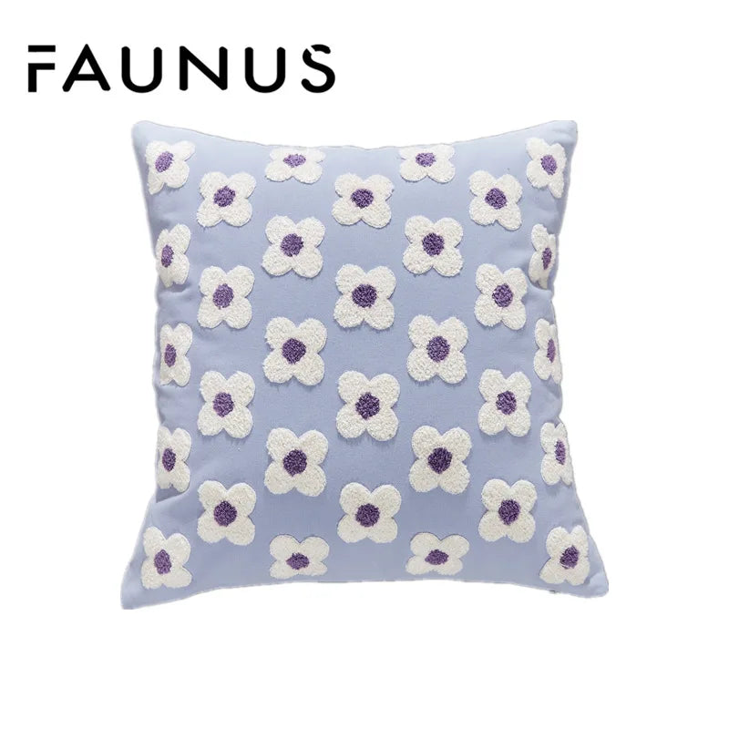 Daisy Embroidery Throw Pillow Covers