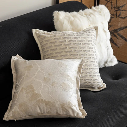 Creamy Simple Throw Pillowcase