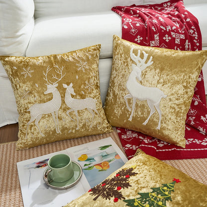 Christmas Gold Throw Pillow Cover