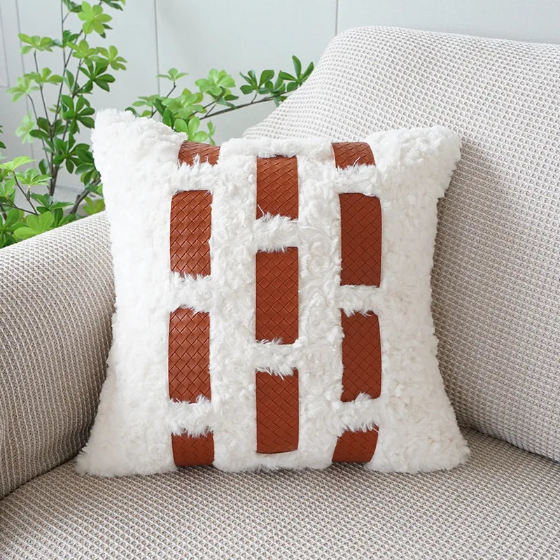 Orange Leather Throw Pillowcase