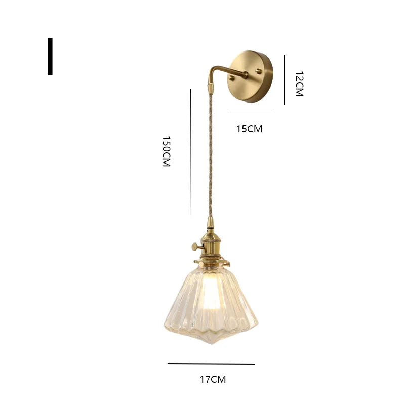 Retro Flower Style Glass Wall Lamp