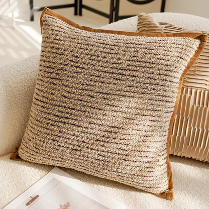 Brown Cream Throw Pillow Cover