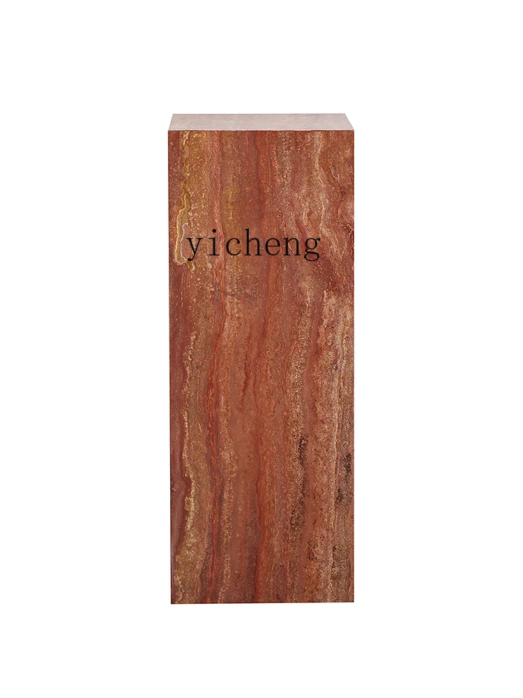 Red Travertine Sculpture Display