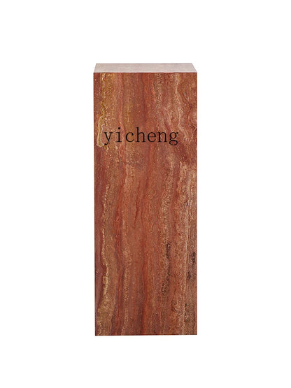 Red Travertine Sculpture Display