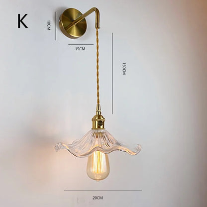 Retro Flower Style Glass Wall Lamp