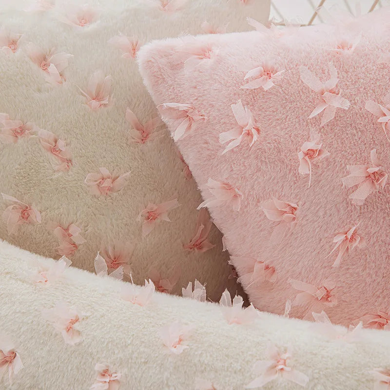 Pink Flower Throw Pillow Cover