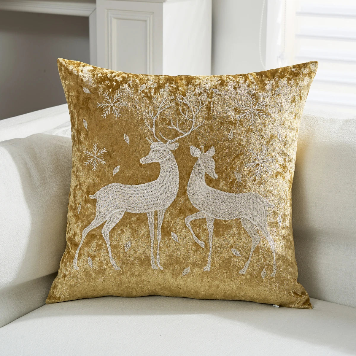Christmas Gold Throw Pillow Cover