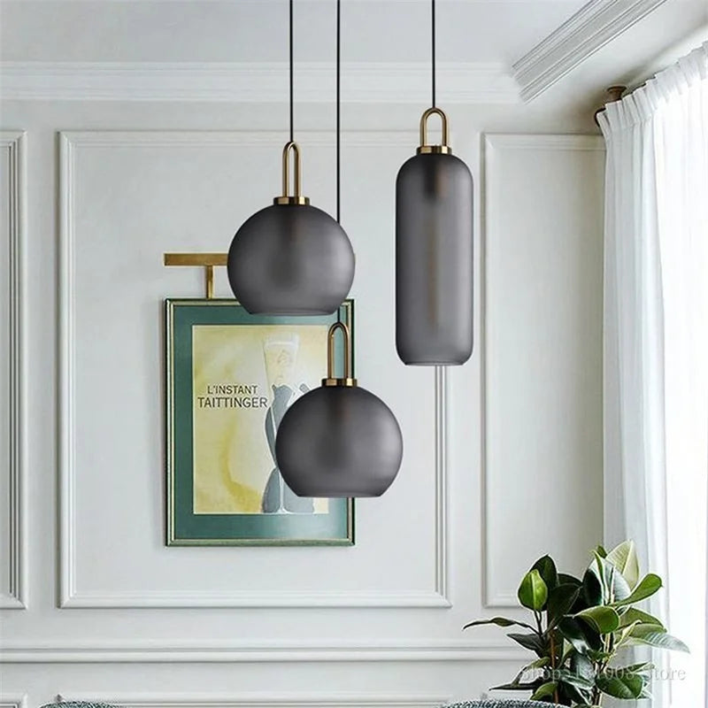 Industrial Smoke Glass Pendant Light