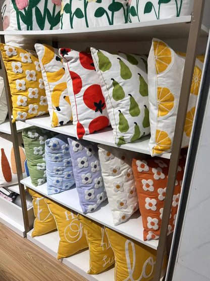 Daisy Embroidery Throw Pillow Covers