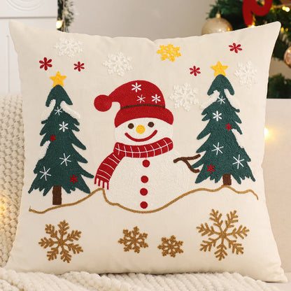 Embroidery Christmas Throw Pillow Cover