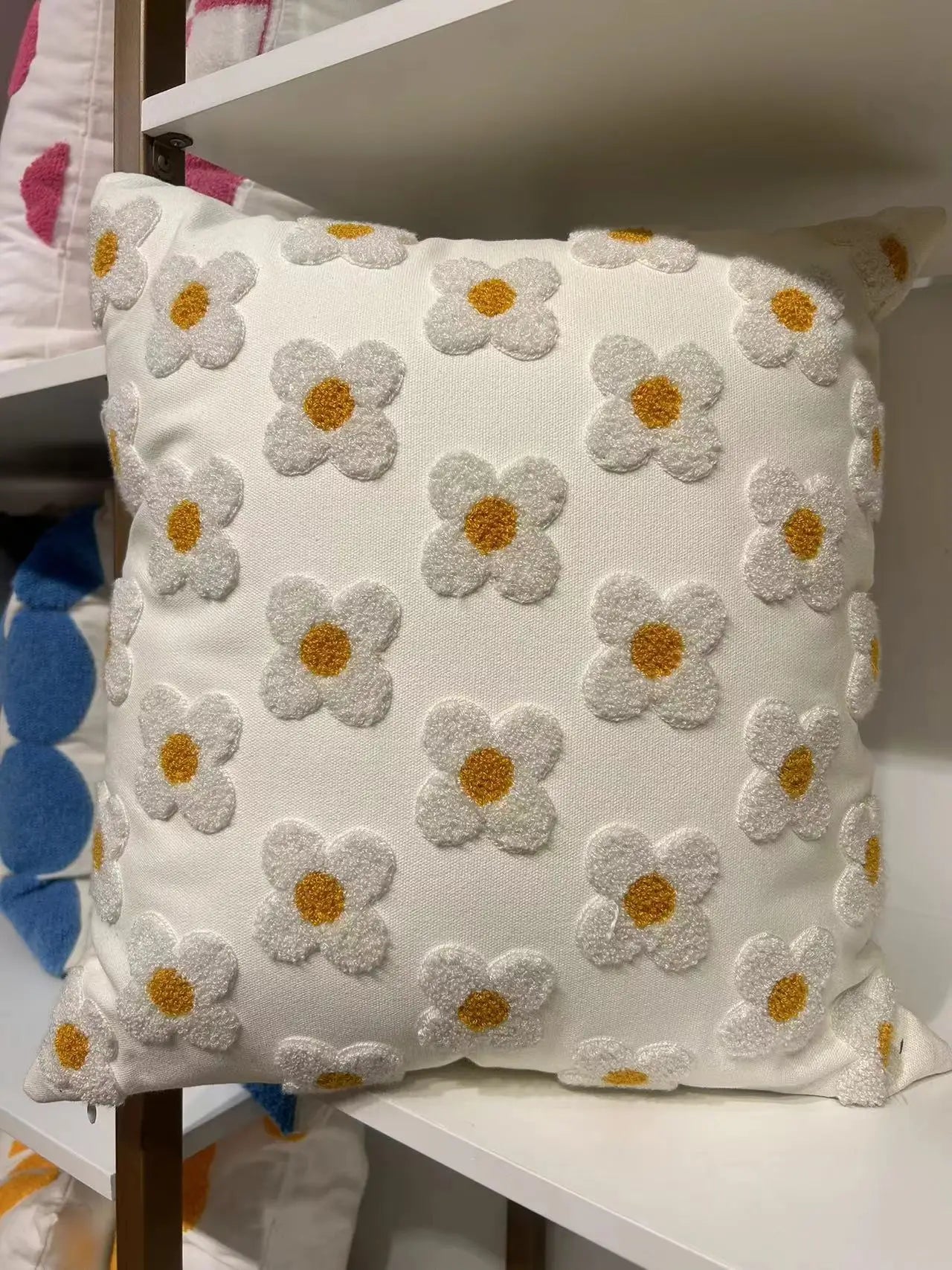 Daisy Embroidery Throw Pillow Covers