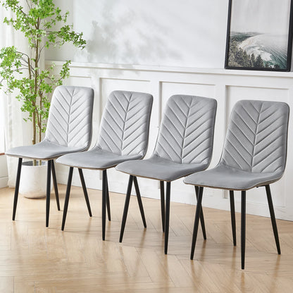 BonChoice 5Pcs Round Glass Dining Table with 4 Velvet Padded Chairs