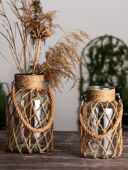 Woven Hemp Rope Glass Vase