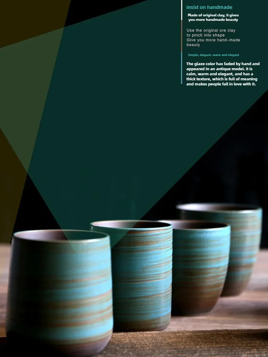 Hand-Painted Crackle Glaze Stoneware Mug