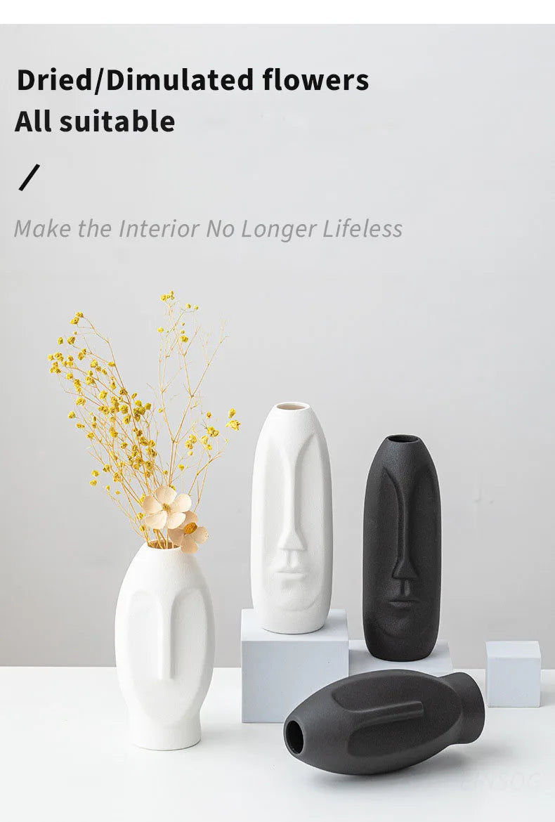 Face Sculpture Ceramic Vase