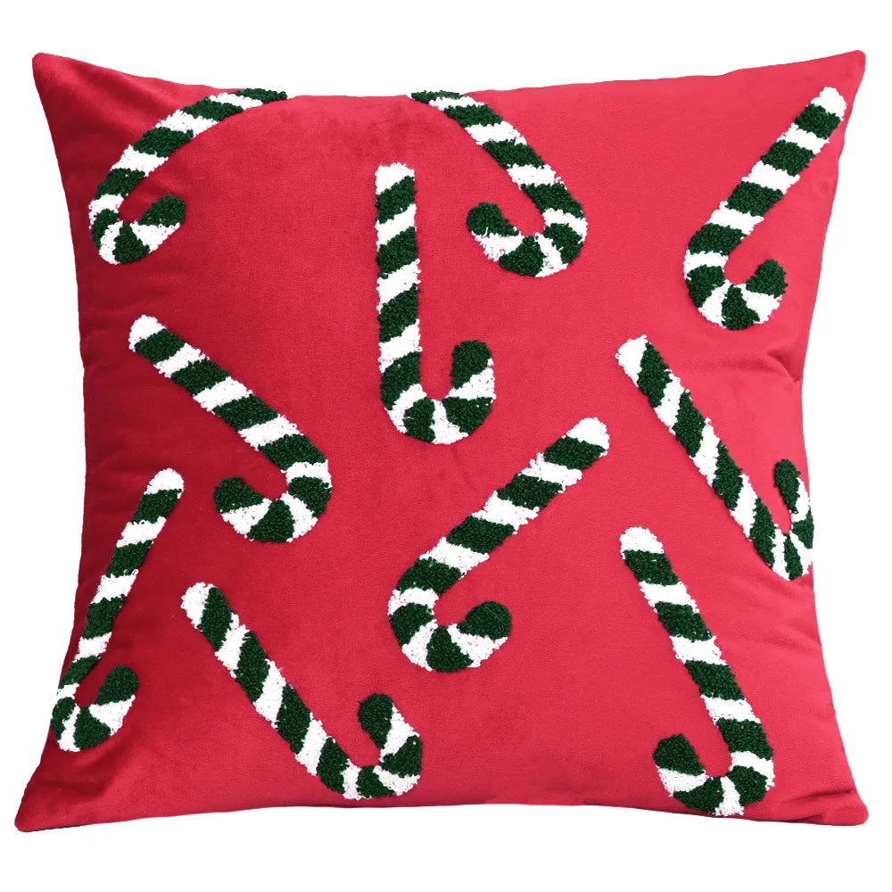 Embroidered Christmas Atmosphere Throw Pillowcase