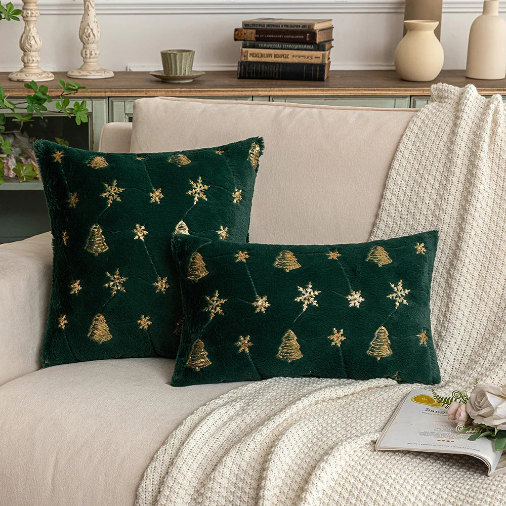 Sparkling Snowflake Christmas Throw Pillow Cover