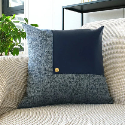 Leather Blocked Throw Pillow Cover