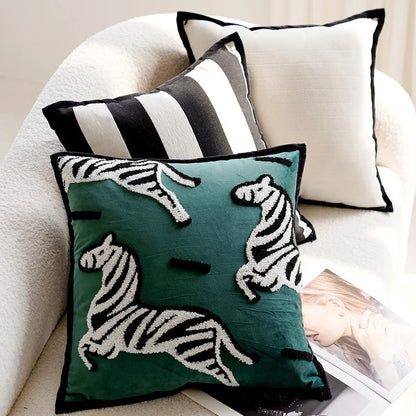 Pony Animal Embroidered Throw Pillow Cover
