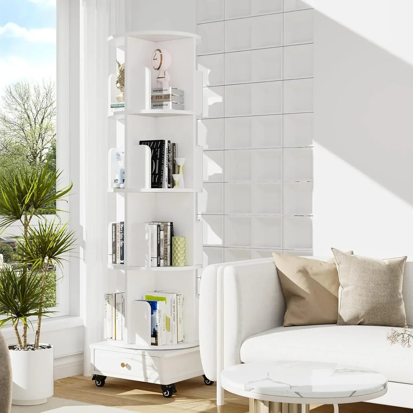 Wooden 4-layer Corner Bookshelf