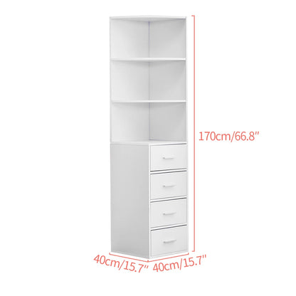 BonChoice Utility 3-Tier Shelves & 4 Drawers Corner Cabinet