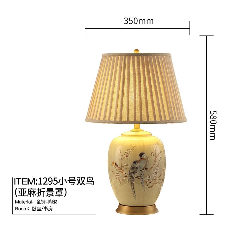 Large Floral Ceramic Table Lamp