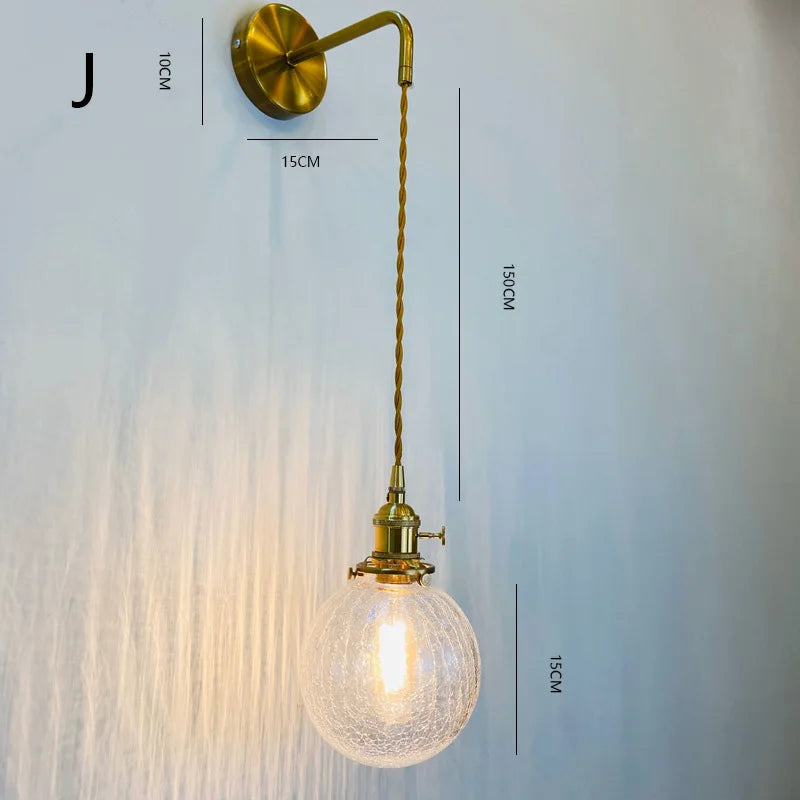 Retro Flower Style Glass Wall Lamp