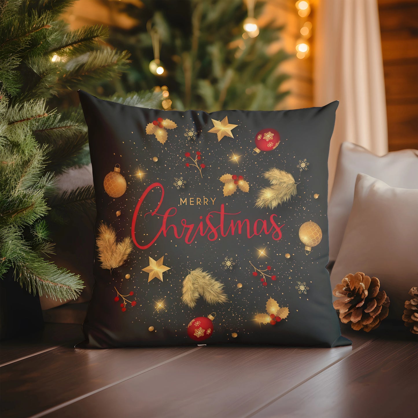 Merry Christmas Decorative Pattern Pillow Cover