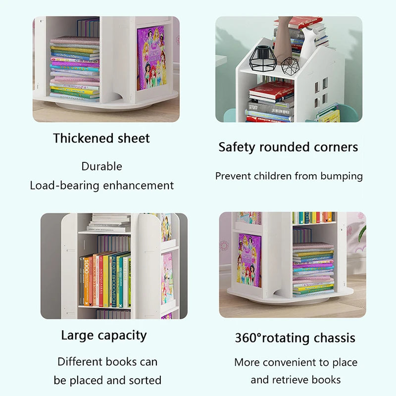 Kids' House Frame Rotating Bookshelf