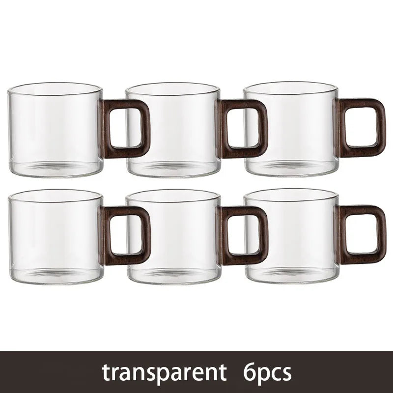 Glass Tea Cup With Walnut Handle