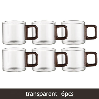 Glass Tea Cup With Walnut Handle