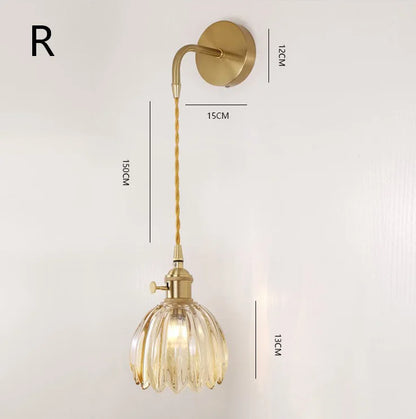 Retro Flower Style Glass Wall Lamp