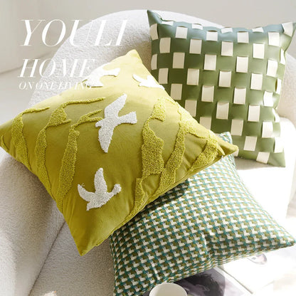 Green Flying Bird Throw Pillow Cover