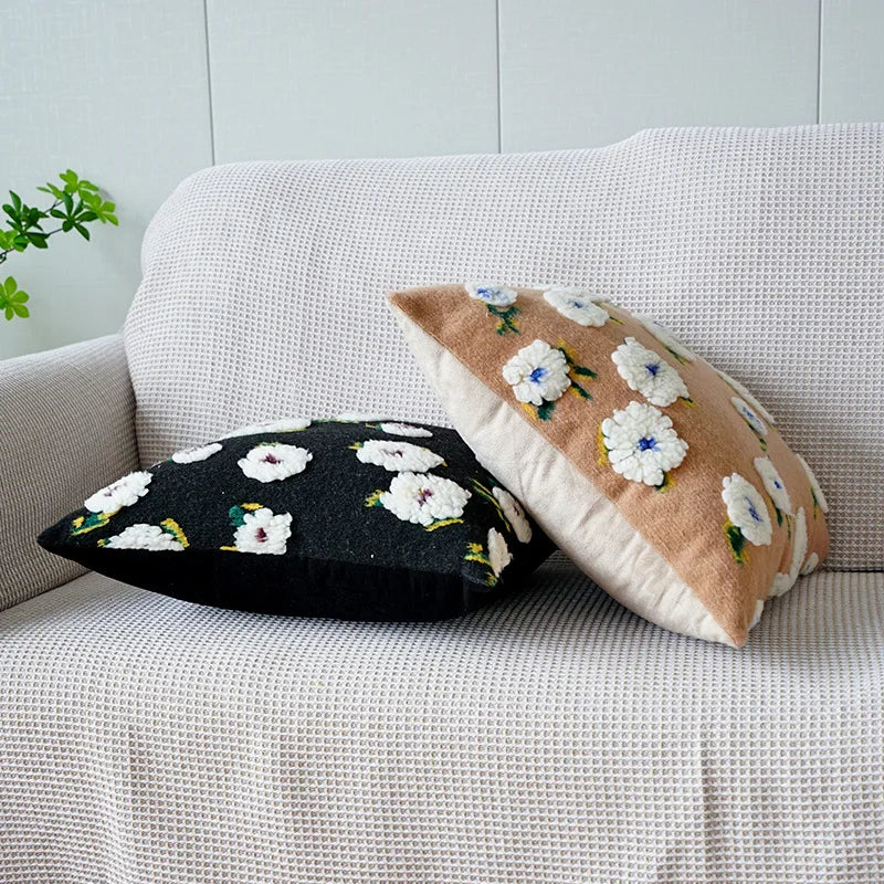 Pastoral Style Camellia Throw Pillow Cover