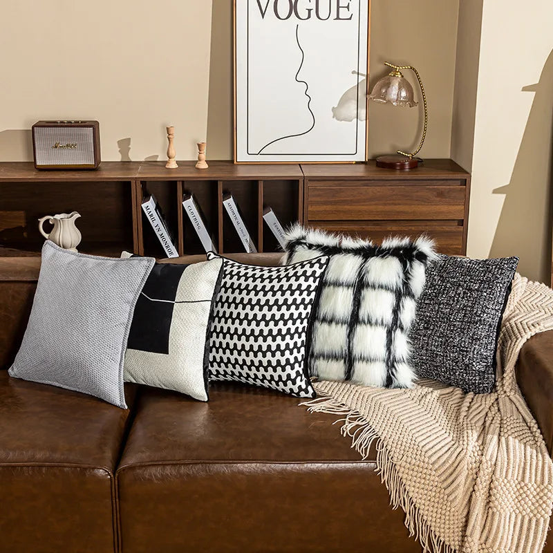 Checkerboard Stamping Throw Pillow Cover