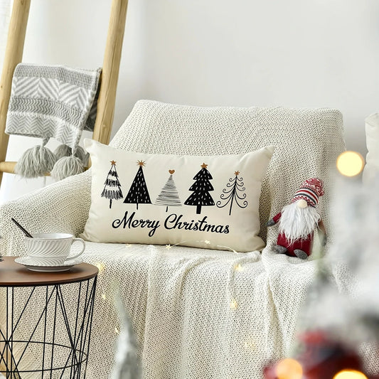Black & White Christmas Pillowcase Decor