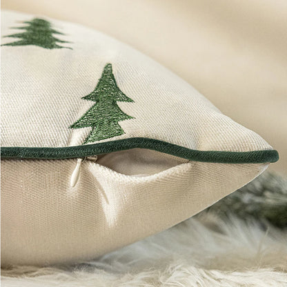 Christmas Tree Embroidery Throw Pillow Cover