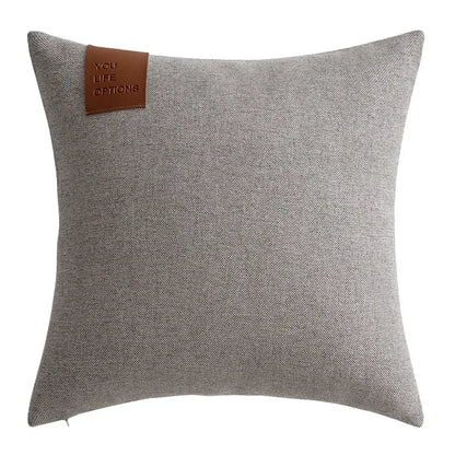 Leather Label Pillow Cover