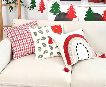 Embroidered Christmas Atmosphere Throw Pillowcase