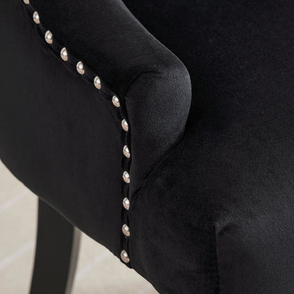 BonChoice Velvet Dining Chairs with Knocker Studded Black Legs