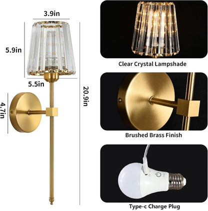 Wire Free Crystal Wall Lamp