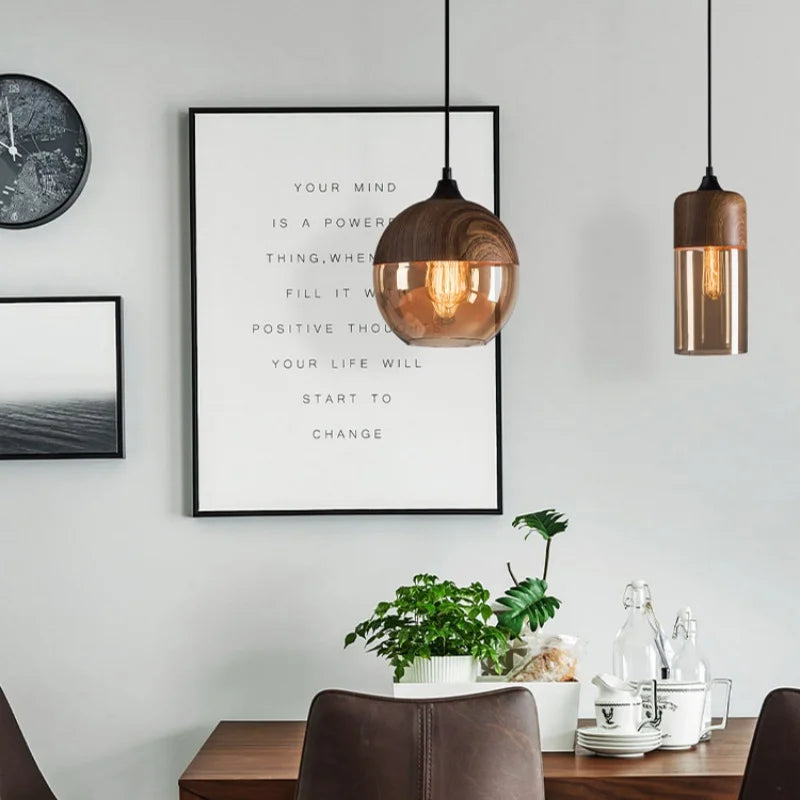 Vintage Wood Pendant Light