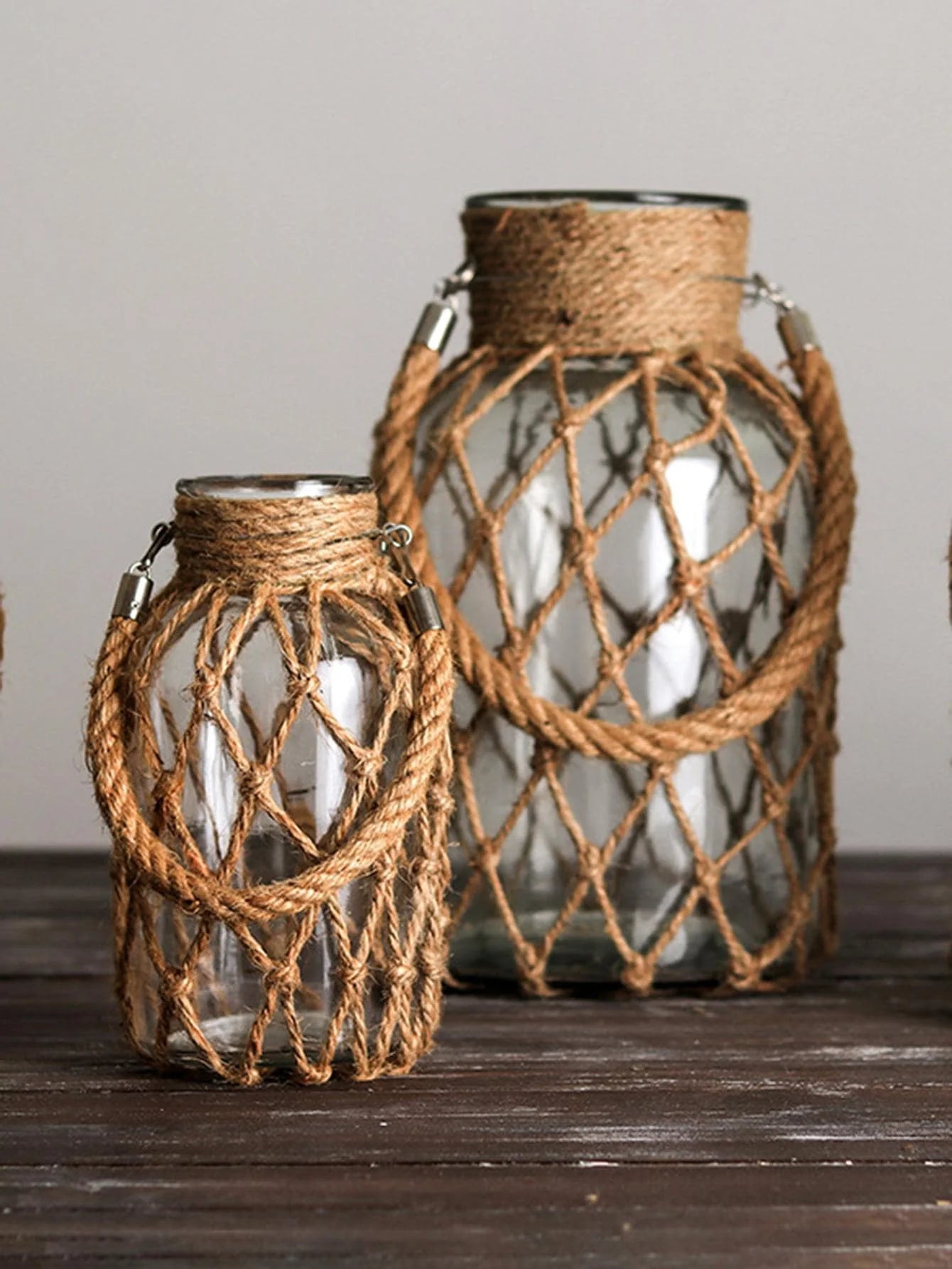 Woven Hemp Rope Glass Vase