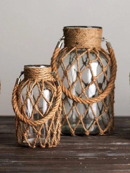 Woven Hemp Rope Glass Vase