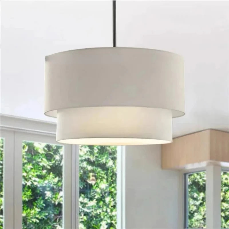 Double Linen Pendant Light