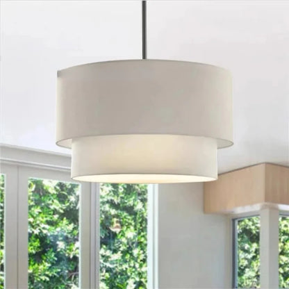 Double Linen Pendant Light