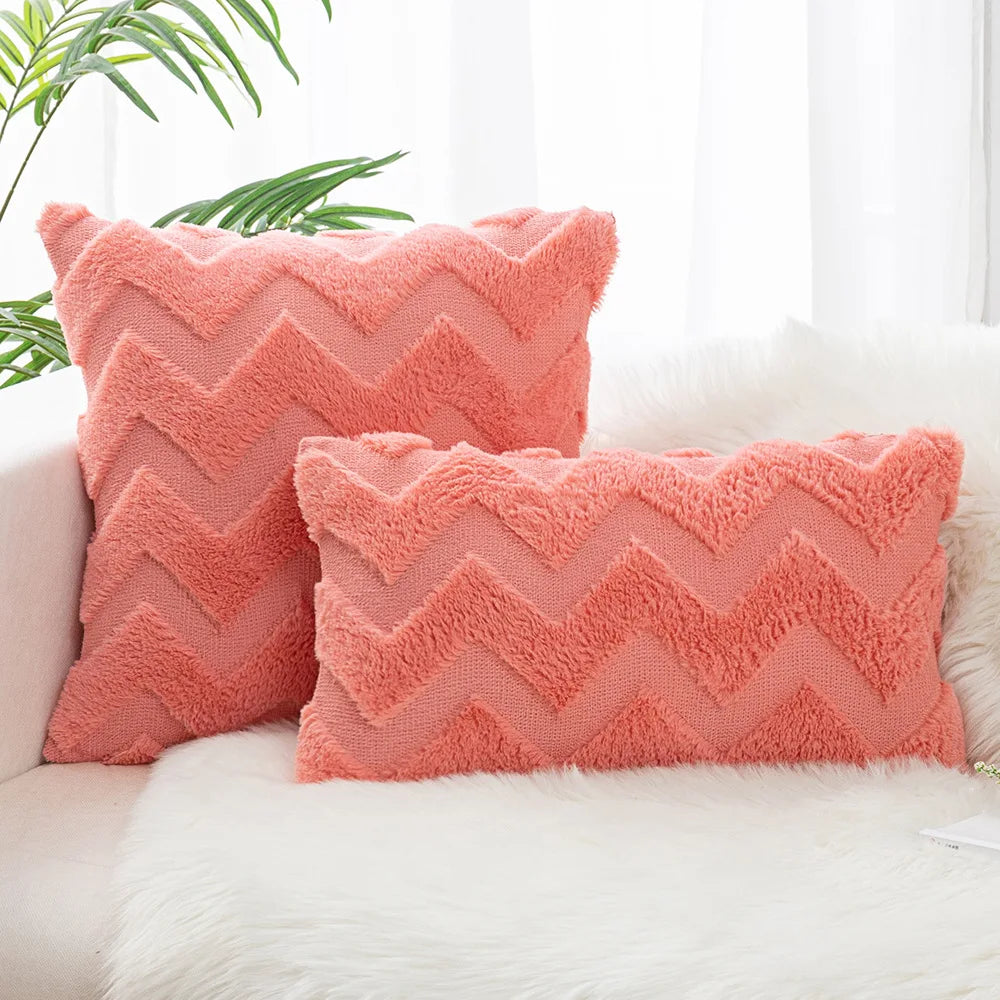Wave Pattern Plush Throw Pillow