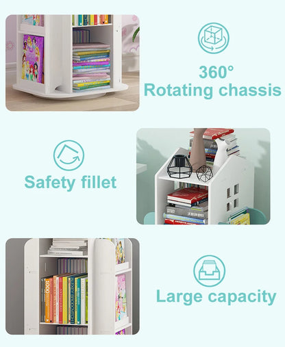 Kids' House Frame Rotating Bookshelf