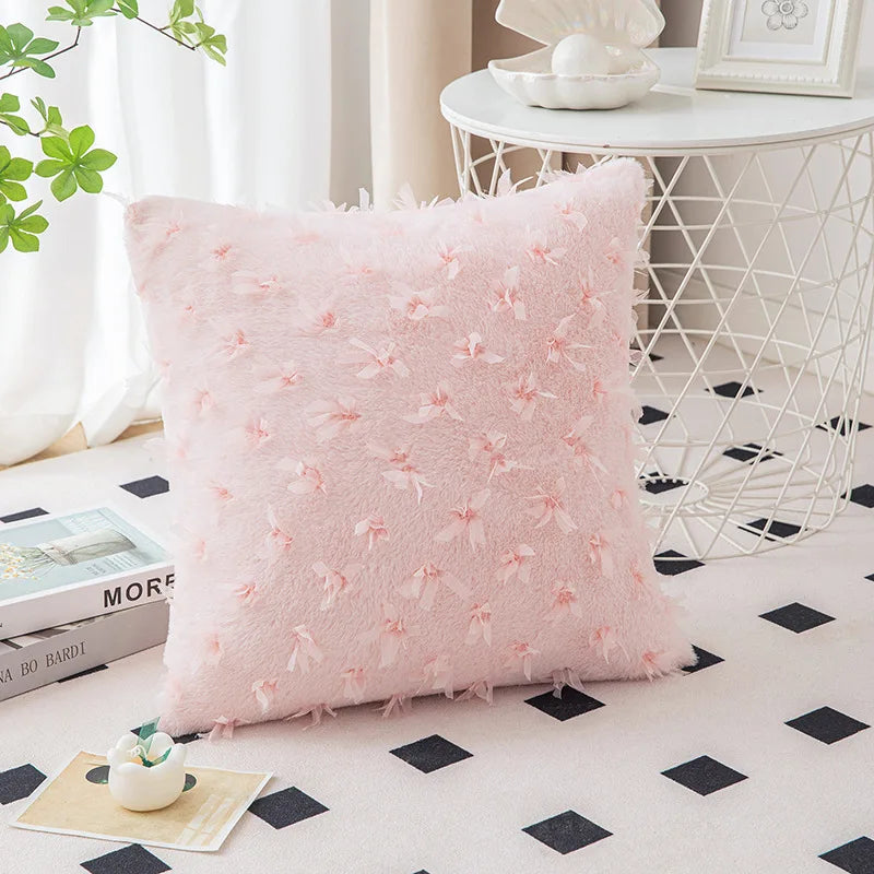 Pink Flower Throw Pillow Cover